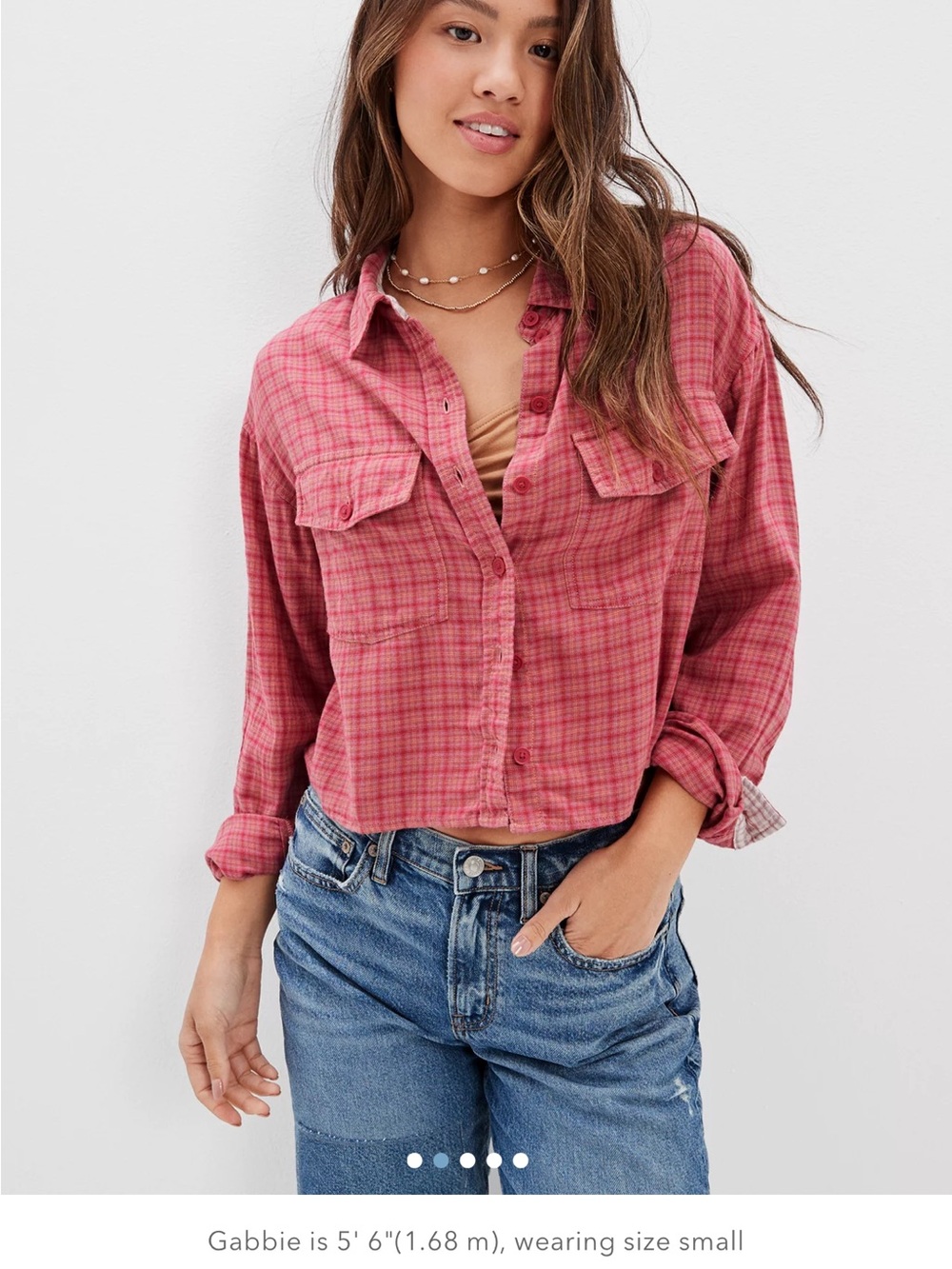 American Eagle Outfitters Cropped Flannel Shirt